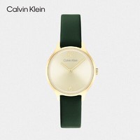 Calvin Klein 凯文克莱（Calvin Klein）CK 永恒款皮表带 时尚石英女表小绿表送女友25200147