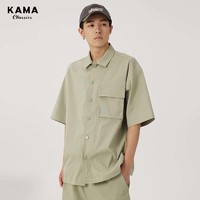 KAMA 卡玛 夏季短袖衬衫复古休闲衬衣宽松工装半袖男装