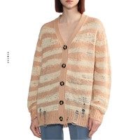 Acne Studios 磨损设计条纹针织开衫 ANXCDA60398XKBGX