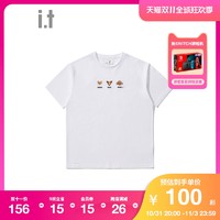 it :CHOCOOLATE女装短袖T恤夏季可爱圆领简约时尚动物刺绣1608XSG BWL/红棕色 S