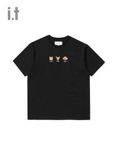 it :CHOCOOLATE女装短袖T恤夏季可爱圆领简约时尚动物刺绣1608XSG BKX/黑色 XS