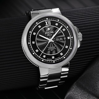 ENICAR 英纳格 手表男精英系列镶钻日历自动机械腕表