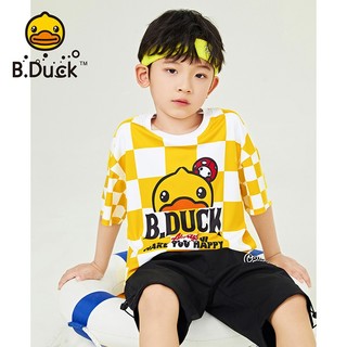 B.Duck 小黄鸭童装儿童t恤短袖男童夏装女孩速干上衣 黄色 105cm