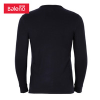Baleno班尼路男女款圆领保暖内衣青年秋衣长袖纯色t恤黑色打底衫 01W XL