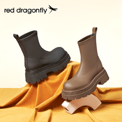 RED DRAGONFLY 红蜻蜓 短靴女2022年冬季新款靴子舒适出街时尚马丁靴防水秋冬粗跟