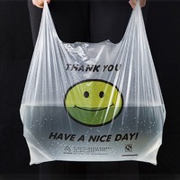 88VIP：千屿 100只透明笑脸塑料袋购物袋外卖打包袋大号方便袋背心收纳袋