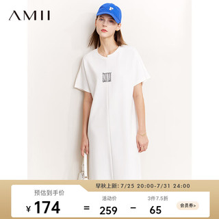 AMII 2023夏新款不规则解构拼接流苏字母绣花T恤连衣裙小个子裙子 米白 165/88A/L