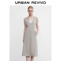 URBAN REVIVO UR女装时尚气质V领薄款无袖宝藏连衣裙WU33S7BN2000