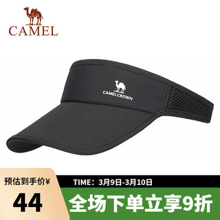 CAMEL 骆驼 运动空顶帽男春夏鸭舌太阳帽子跑步遮阳网球帽男女 A1S3RC101，玛瑙黑 均码