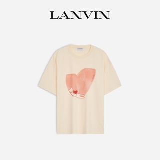 LANVIN 浪凡 偏爱系列 男女款圆领短袖T恤 RU-TS0002-J094-E23 淡黄色 S