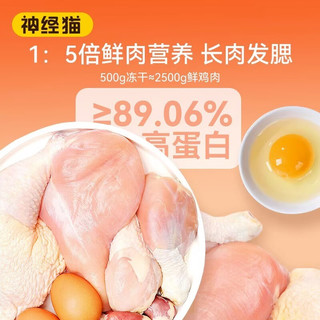 神经猫 shenjingmao）冻干猫咪零食 鸡肉+蛋黄净重500g