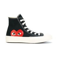 COMME des GARÇONS 男女同款心形logo高帮黑色帆布板鞋