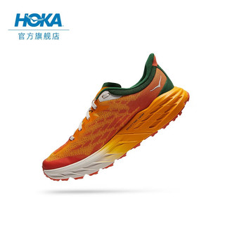 HOKA ONE ONE 男鞋飞速羚羊5越野跑步鞋Speedgoat5网面减震透气 镭射黄 / 鸟喙橘 41/260mm