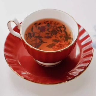 Aynsley 雀鸟色釉咖啡杯 深红色