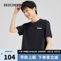 SKECHERS 斯凯奇 情侣款透气圆领短袖L223U061 碳黑/0018 L