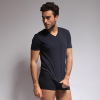 男士舒美棉百搭舒适运动吸汗透气打底t恤男 XXL 黑色