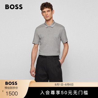 BOSS男士春夏橡胶徽标设计修身版短袖Polo衫 041-灰色 EU:L
