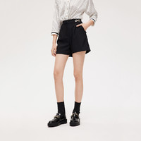 LILY新款女装气质撞色设计感高腰显瘦通勤黑色西装短裤 XL 510黑色
