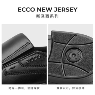 ECCO爱步商务正装皮鞋男 复古方头休闲皮鞋乐福鞋 新泽西051504 黑色05150401001 45