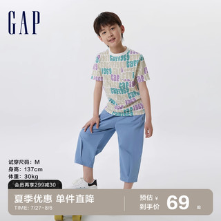 Gap 盖璞 男童夏季2023新款LOGO创意运动短袖T恤670413儿童装休闲上衣