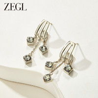 ZENGLIU ZEGL法式流苏耳环女小众复古高级冷淡风耳钉方圆脸银针设计感耳饰
