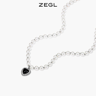 ZENGLIU ZEGL爱心人造珍珠项链女轻奢小众黑玛瑙复古锁骨链法式巴洛克颈链