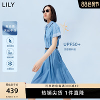 LILY 2023夏季新款莱赛尔防晒中长款牛仔连衣裙