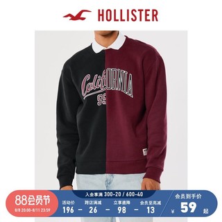 HOLLISTER 美式时尚休闲宽松印花抓绒圆领长袖运动衫 男 321593-1