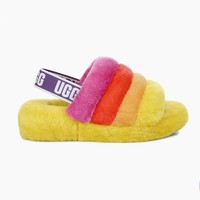 UGG 全球购 新款 官方正品 PRIDE FLUFF YEAH 羊毛拖 日常居家 小清新可爱 棉拖鞋女88276 傲娇的彩虹黄 43码