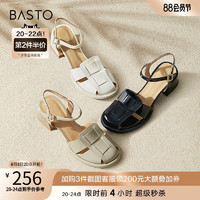 BASTO 百思图 2023夏季新款时尚复古罗马风猪笼鞋粗高跟女凉鞋A8538BL3
