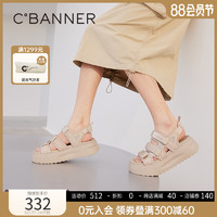 C.BANNER 千百度 女鞋2023年夏季新款休闲凉鞋沙滩海边魔术贴厚底时尚不累脚