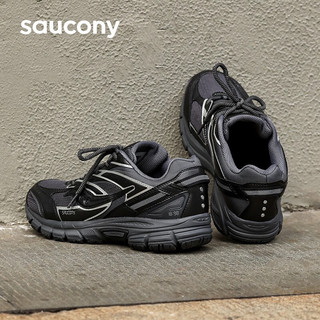 saucony 索康尼 2K PRM电子表情侣休闲鞋复古百搭老爹鞋男女同款休闲运动鞋 黑灰 42