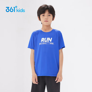 361° 儿童速干短袖2023夏季男童中大童印花透气运动t恤短袖蓝150
