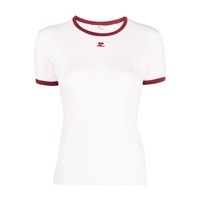 courreges 【23年秋冬新品】courreges 女士白色红边logo刺绣半袖T恤