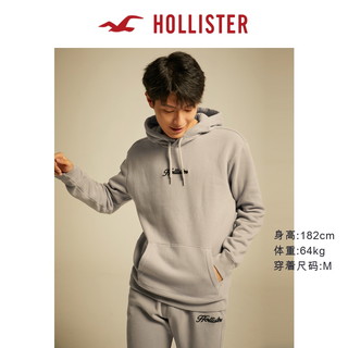 Hollister美式潮流日常抓绒刺绣Logo款卫衣帽衫上衣 男 322393-1 浅蓝色 XXL