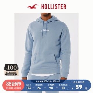 Hollister美式潮流日常抓绒刺绣Logo款卫衣帽衫上衣 男 322393-1 浅蓝色 M