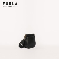 FURLA 芙拉 [七夕节礼物]FURLA PORTAGIOIA 女士牛皮迷你斜挎包 黑色