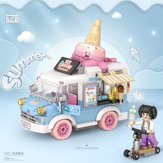 LOZ 俐智 小颗粒拼装积木汽车儿童玩具模型 冰淇淋车