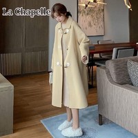 PLUS会员：La Chapelle La毛呢大衣女牛角扣高档毛呢外套女
