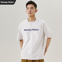 WASSUP wake短袖t恤男潮牌夏季新款简约纯棉宽松百搭圆领情侣半袖