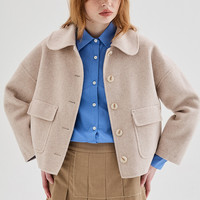 HOWL STUDIO HOWL设计师品牌轻薄双面呢小香风上衣娃娃领气质短款毛呢外套女