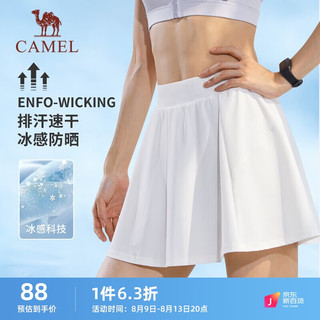 CAMEL 骆驼 运动半身裙女透气防走光a字短裙 J23BABLV029 无际白 L