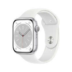 Apple 苹果 Watch Series 8 智能手表 GPS版 45mm 银色铝金属表壳 运动型表带
