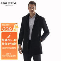 NAUTICA TAILORED羊毛呢子大衣男顺滑柔软通勤居家外套男士春秋款 黑色 54