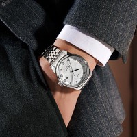 OMAYS 欧美时 天俊系列男士手表全自动机械表品牌商务欧美德国瑞士风前十大名 银壳白面钢带