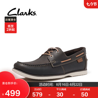 Clarks 其乐 男鞋2022春季Noonan Lace经典英伦风低帮时尚休闲男士透气一脚蹬健步鞋 深棕色 39.5