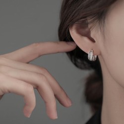 蜗牛不慢 925银针线条耳环女小众设计感耳钉耳圈2023年新款耳饰 线条耳圈