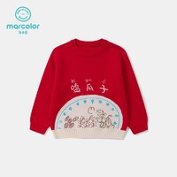 MarColor 马卡乐 童装2023年春新年系列幼童腊月歌联名绘本童趣长袖毛衫