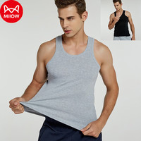 猫人 男士背心纯棉男薄款跨栏运动透气全棉抗菌打底衫内衣男式汗衫 黑色+灰色（2条装） XL
