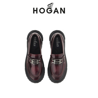 HOGAN H619系列 女士中跟乐福鞋 HXW6290EP20AKT 酒红色 38.5